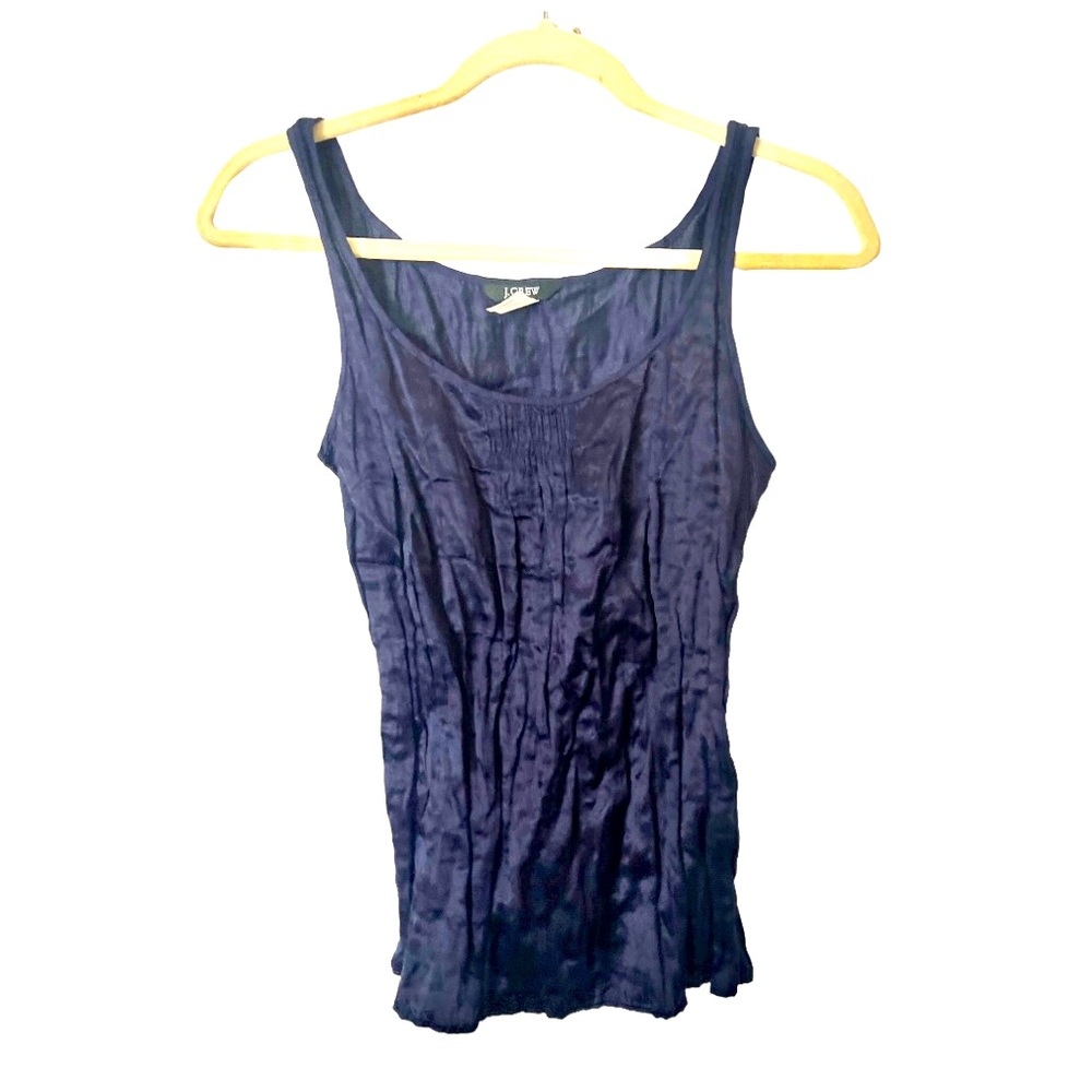 J Crew Navy Blue Metallic Silk Cotton Tank Top